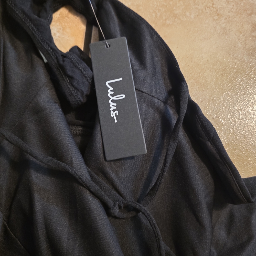 Lulu's Black Wrap-Front Spaghetti Strap Bodysuit … - image 8